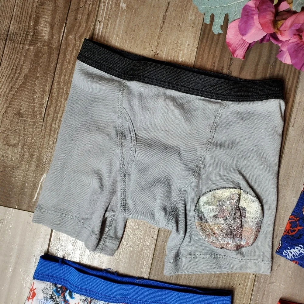 Spiderman Mandalorian Boys Boxer Brief Underwear Bundle 4pc Size 8
